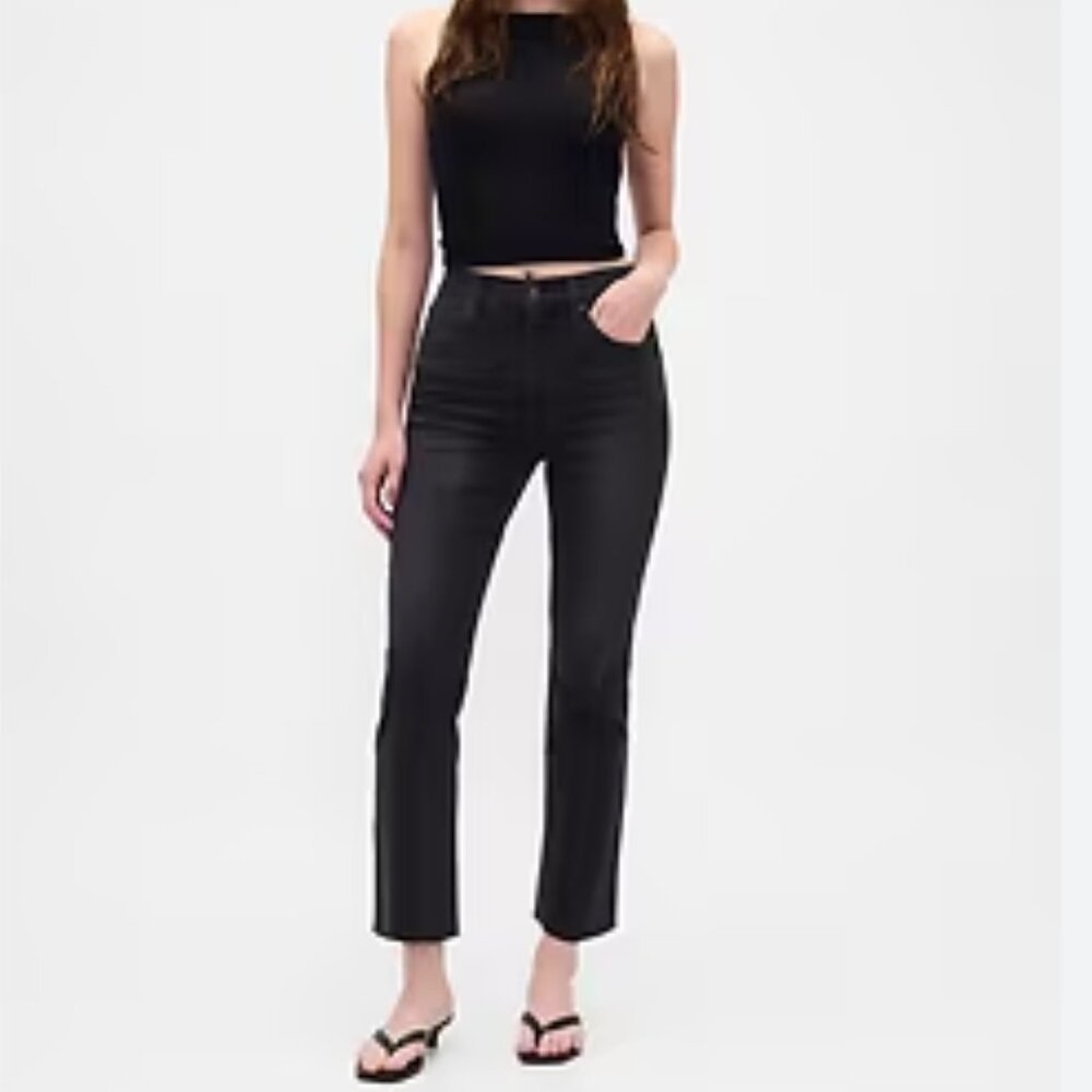 NEW GAP Black sz 29L / 8 LONG GAP Vegan Leather High Rise Cheeky Straight Pants